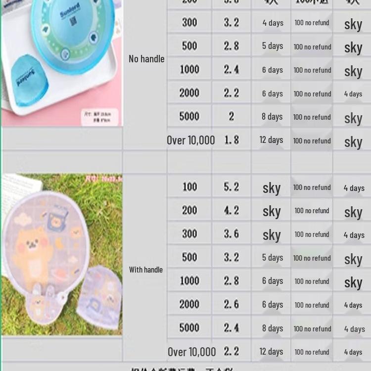 Portable Cartoon Folding Fan – Cute Mini Round Fan for Women and Kids