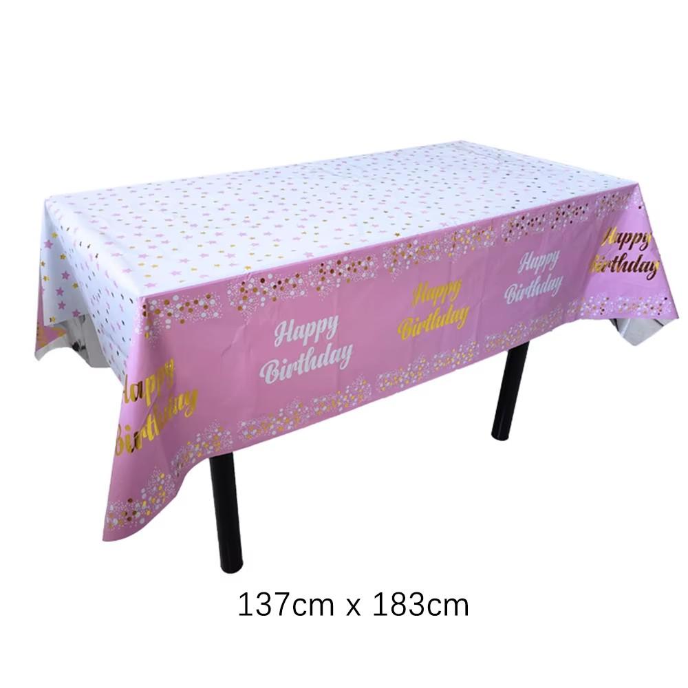 Happy Birthday Disposable Tablecloth Dot Star Printed Rectangle Desk Cloth Wipe Table Cover for Birthday Party Baby Shower Decor