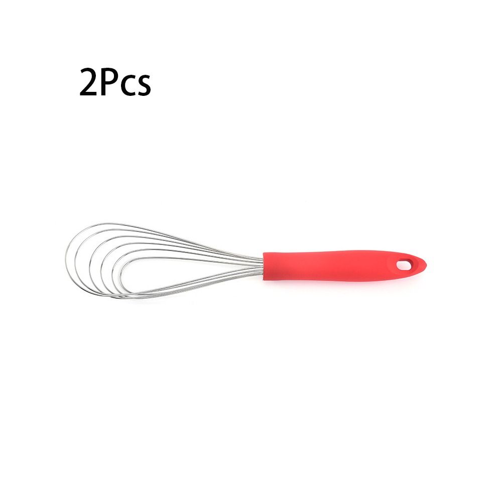 2 Pcs New Stainless Steel Gravy Whisk Rubber Non Slip Egg Whisk Sector Multi-purpose Foldable Whisk Cooking