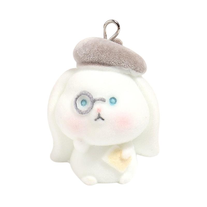 Fashionable Flocking Sturdy Resin Rabbits Charm for Craft Supplies Customizable Lovely Animal Pendants Daily Use