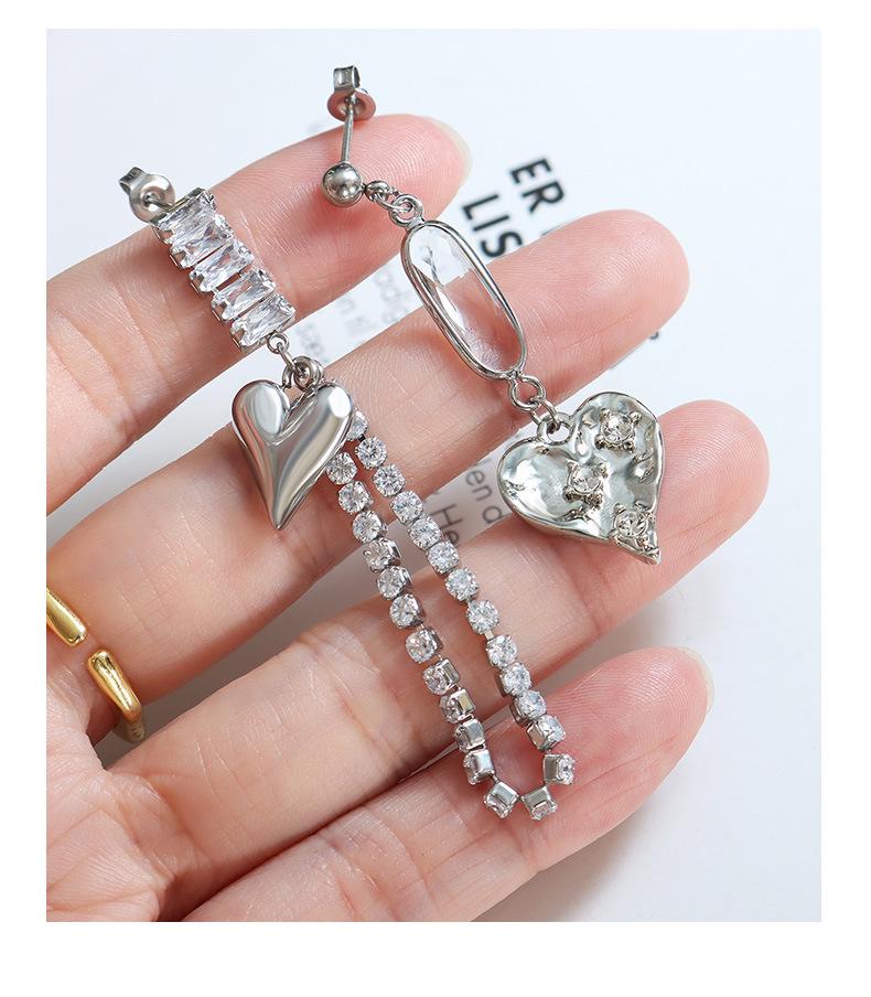 Non-Fading Asymmetrical Zircon Glass Stone Earrings: Fashionable & Versatile European/American Style