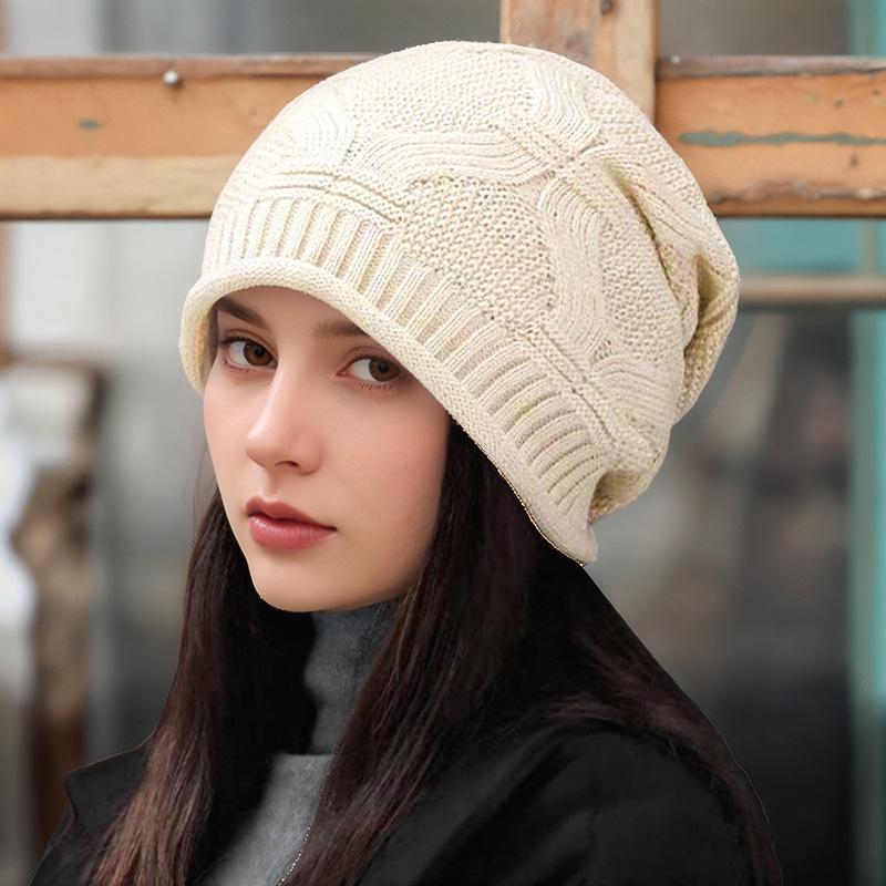 Autumn/Winter Women's Rolled Edge Loose Knit Wool Hat