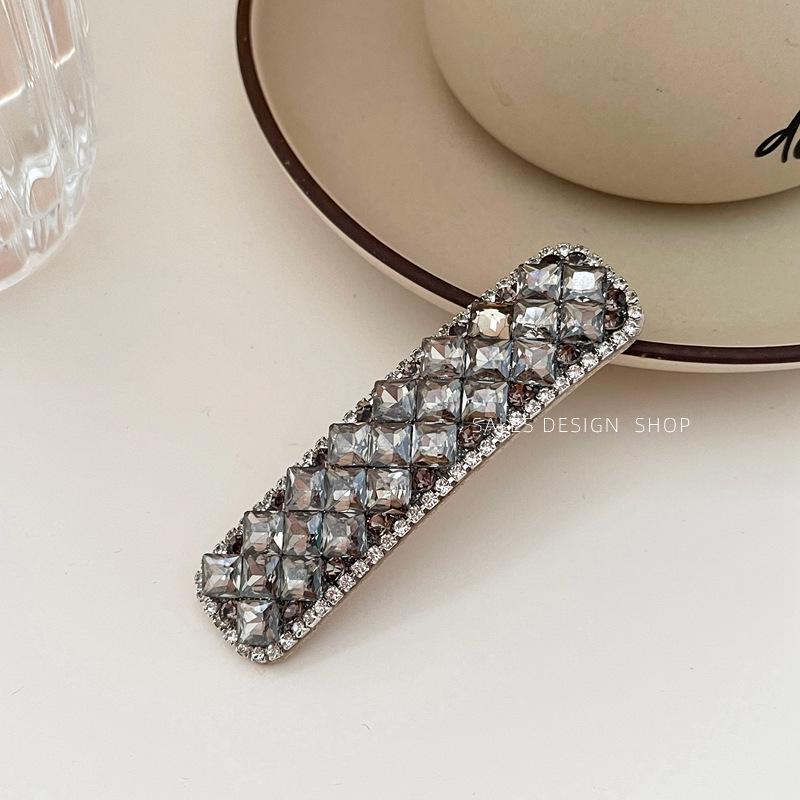 Elegant French Rhinestone Bow Hair Clip - Luxury Duckbill Design for Fashionable Temperament