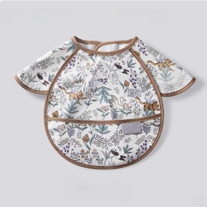 1 Piece Newborn Feeding Bibs Retro European Cute Animal Infant Baby Short Sleeve Burp Cloths Waterproof Washing Baby Bibs