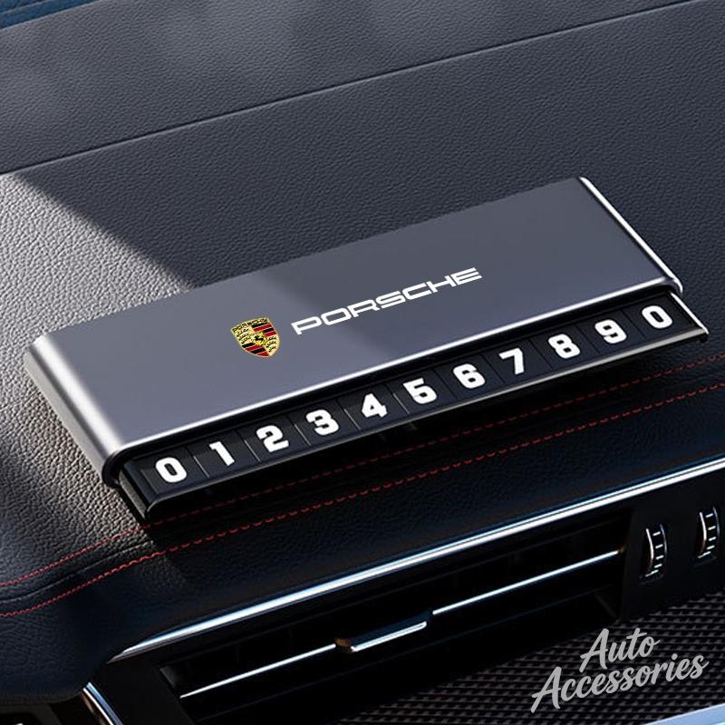 AFUHD1 Car Temporary Parking Number Plate Aluminium Alloy Slide Adjustable Sticker For Porsche Boxster Cayman Taycan 911 Macan Panamera