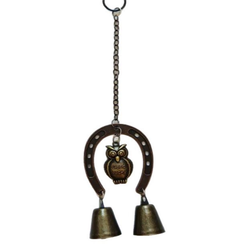 Lucky Horseshoe Wind Chime With Owl And Butterfly Hanging Chain Rustic Boho Style For Home And Garden Table Decor Gift For Women