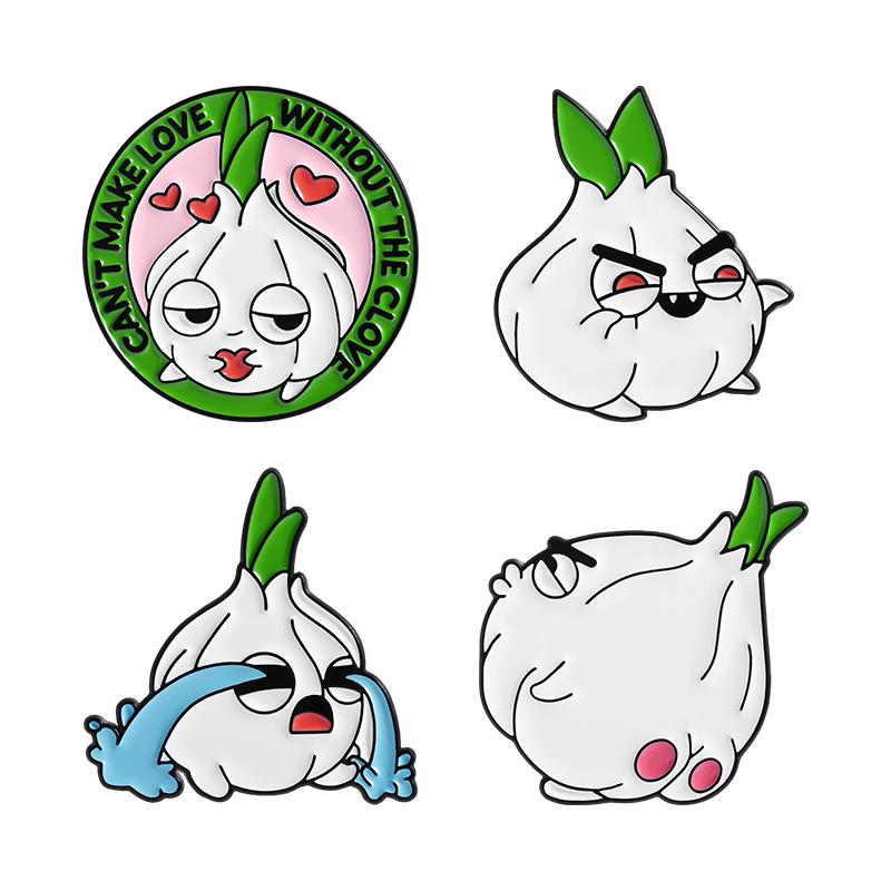 Garlic Enamel Pins Custom CAN'T MAKE LOVE WITHOUT THE CLOVE Brooches Lapel Badges Clothes Jewelry Gift for Friends