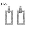 Damen-Ohrstecker mit Strass-Intarsien, hohl, rechteckig, Schmuck, Geschenk
