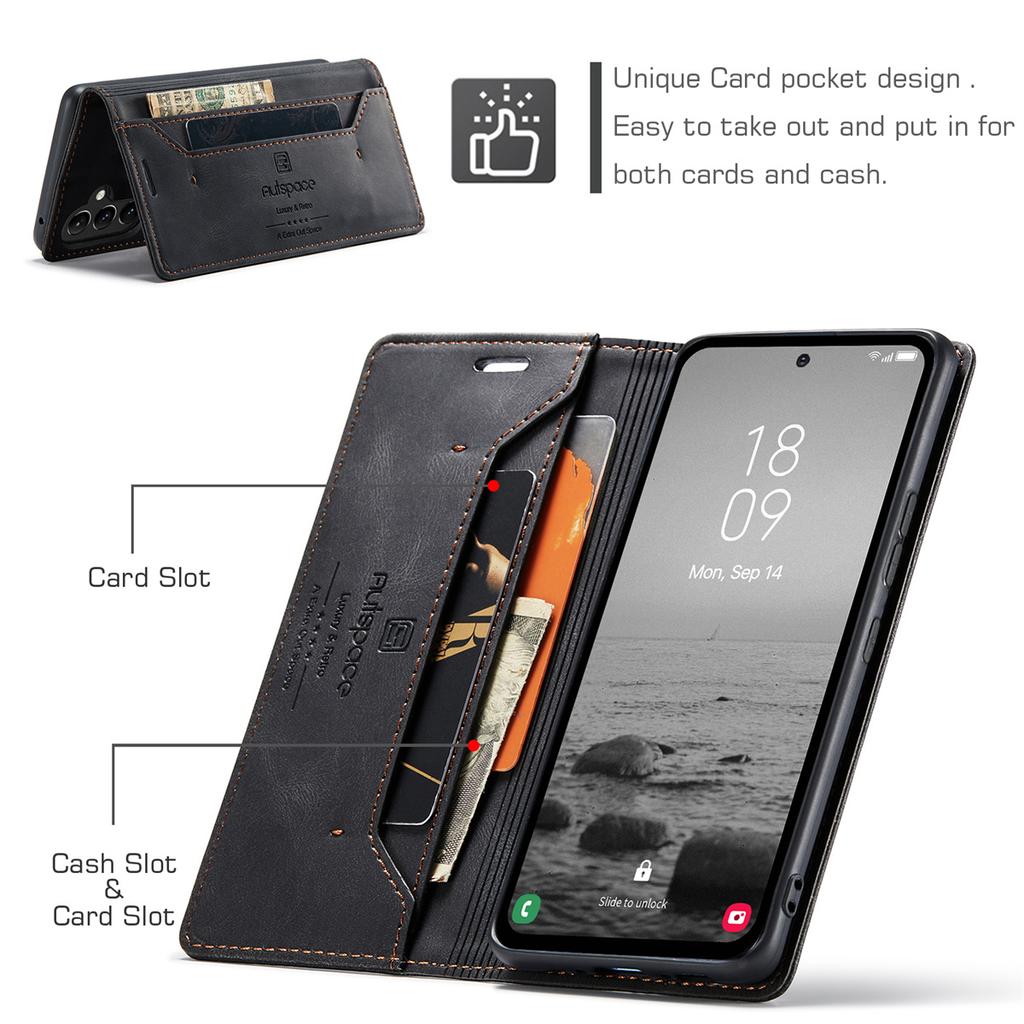 Premium Vintage Leather Wallet Case for Samsung Galaxy A15 4G/5G - RFID Protection Flip Cover with Card Slots, Shockproof Retro Style (4 Colors)