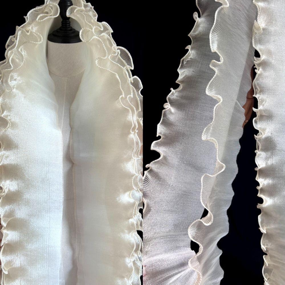 2 Yard Flounce Wave Lace Fabric 12cm Wide Fashion Pleat Mesh Organza DIY Styling Sewing Ruffle Dress Accessories