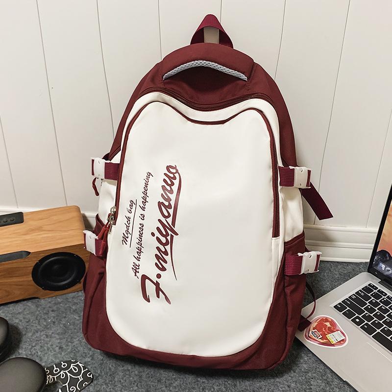 School Bag Men's College Students Contrast Colors Middle School Students High Quality Fashion Girls Junior High School Students