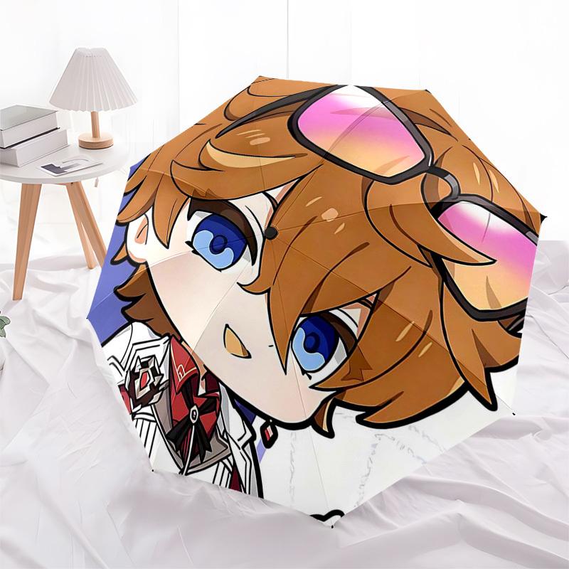 1 Stück Outdoor-Schirm mit Anime-Charakter-Design - Automatisches Öffnen/Schließen, Tragbares 3-fach faltbares Design, 8-Speichen-Eisenrahmen, Perfektes Geschenk für Fans, Tr
