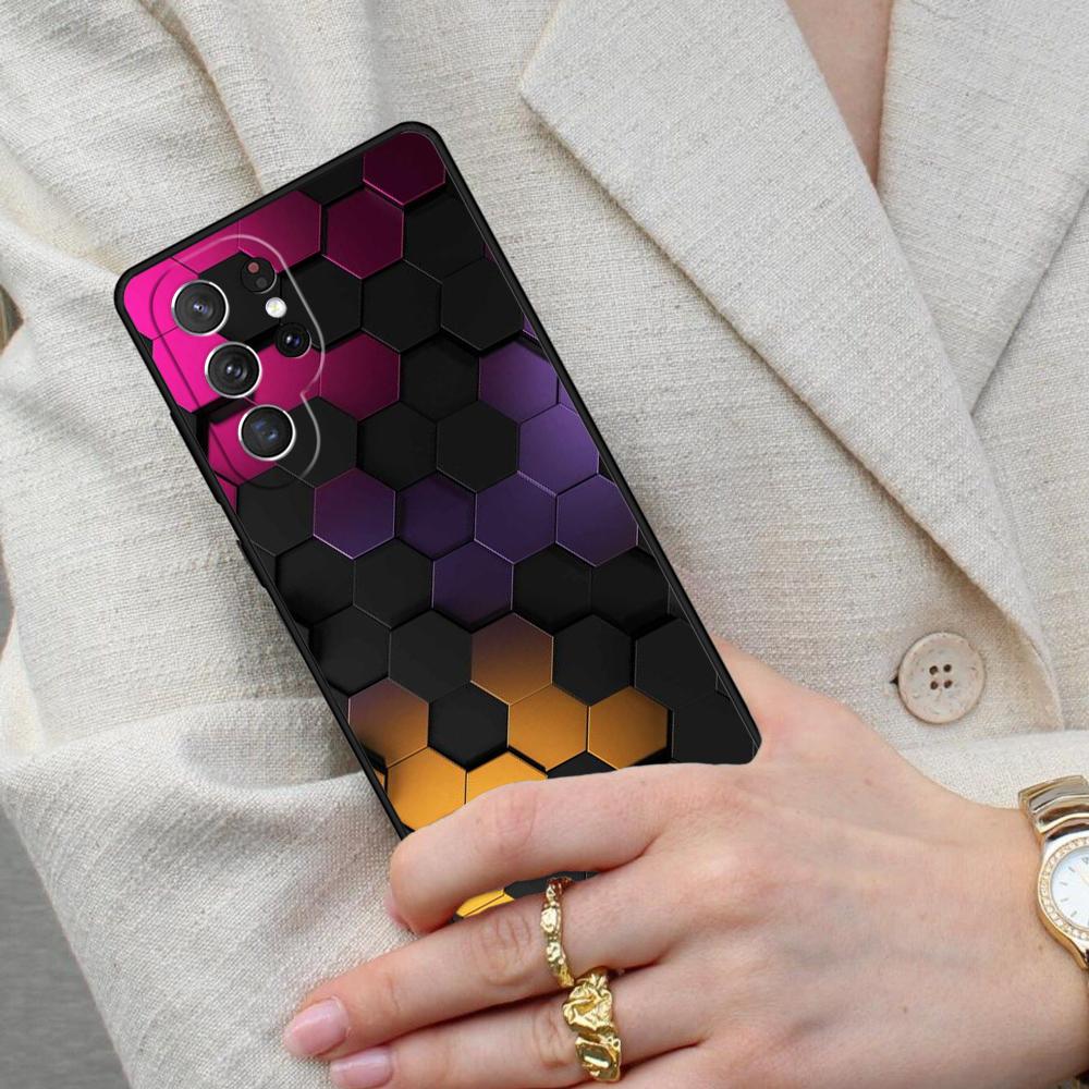 3D Sechseckige Lichter Handyhülle für Samsung Galaxy S26 Ultra S25 S24 S23 S22 S21 S20 Note10 Hülle