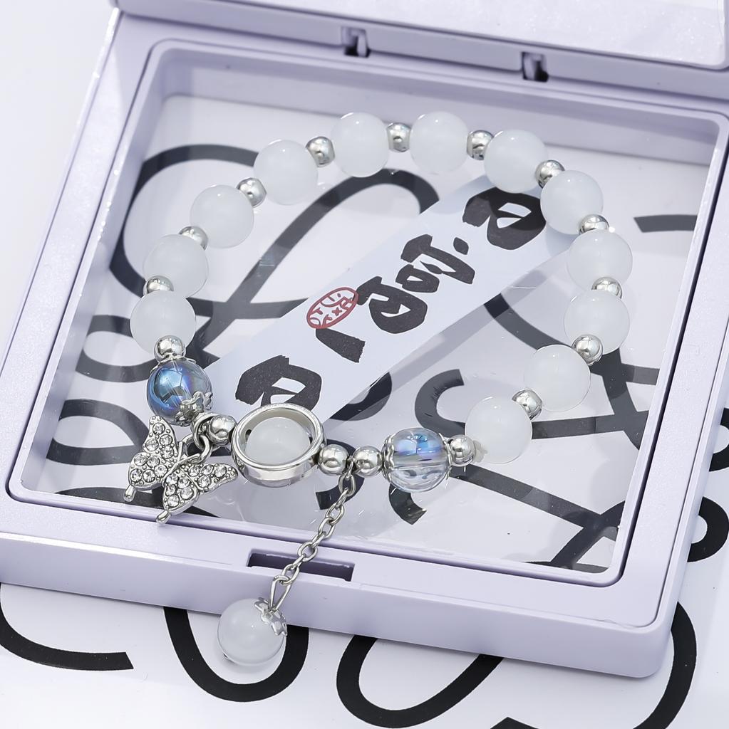 Small fresh color butterfly broken bead bracelet female ins style niche design new gray moonlight star and moon crystal jewelry