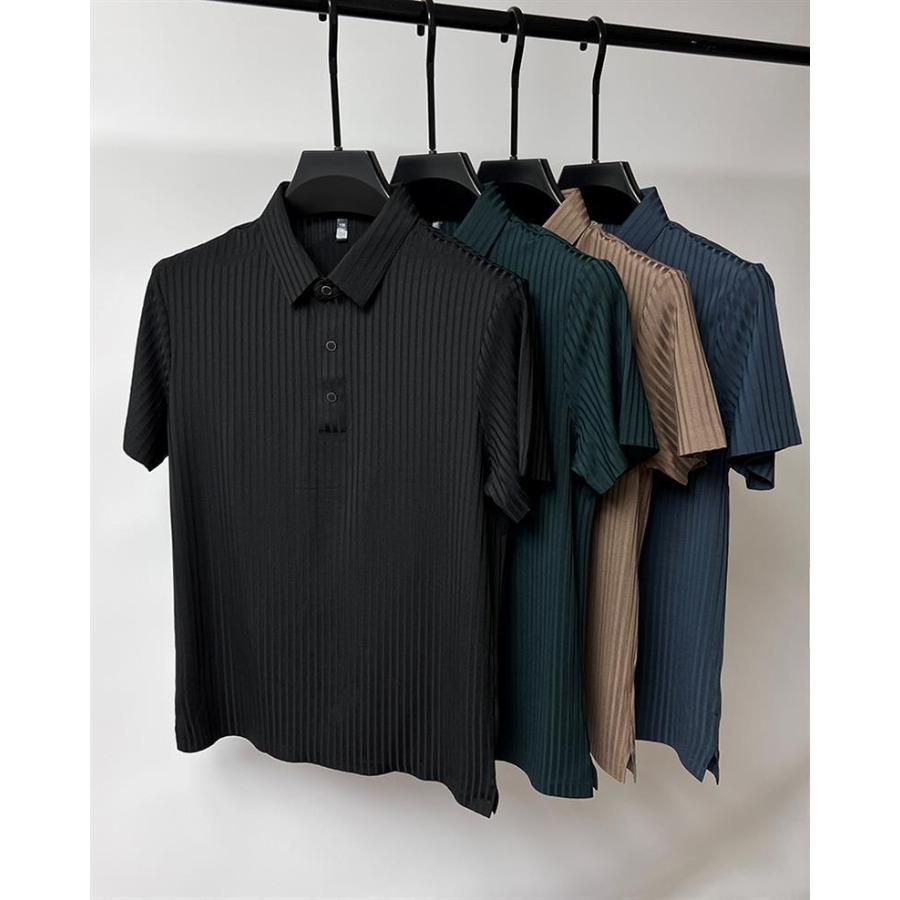 

Summer Polo Shirt Collar Striped Men s Sports Polo Shirt Top XXXL Темно-синій