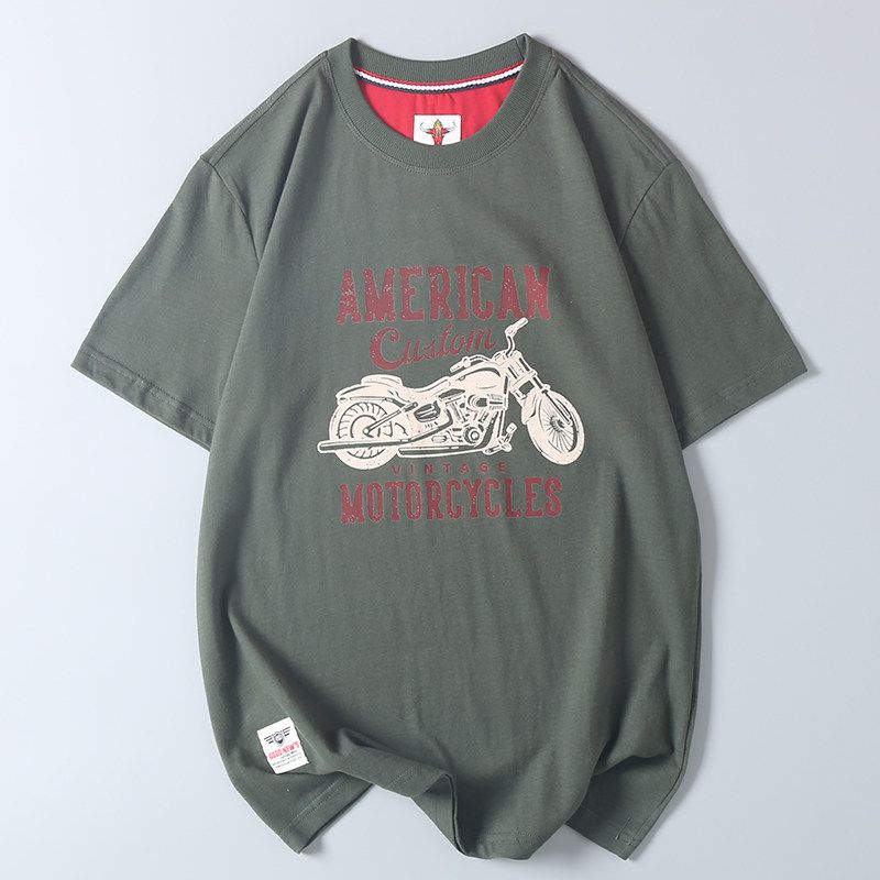 Balance Cargo with Logo Cut off Heavy Weight Pure Cotton Motorcycle Print Short-Sleeved T-shirt Summer Male and Female Trendy Brand Couple T-shirt