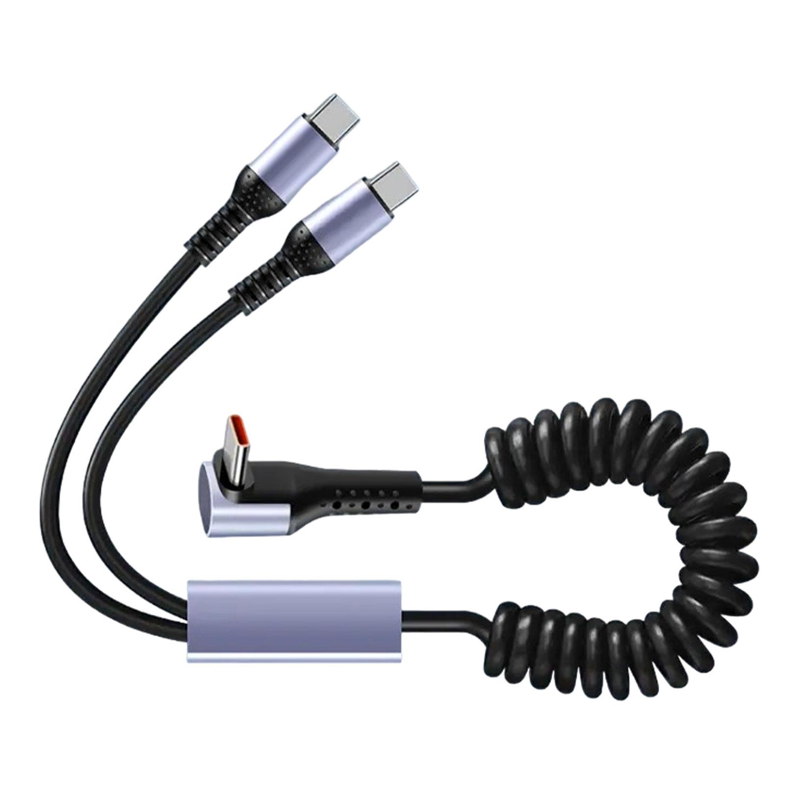 

Кабель USB C, двойной кабель для автомобильного зарядного устройства типа C, спиральный шнур для зарядки USB A — Type C, быстрый шнур для телефонов и планшетов 6A USB Type C Type C