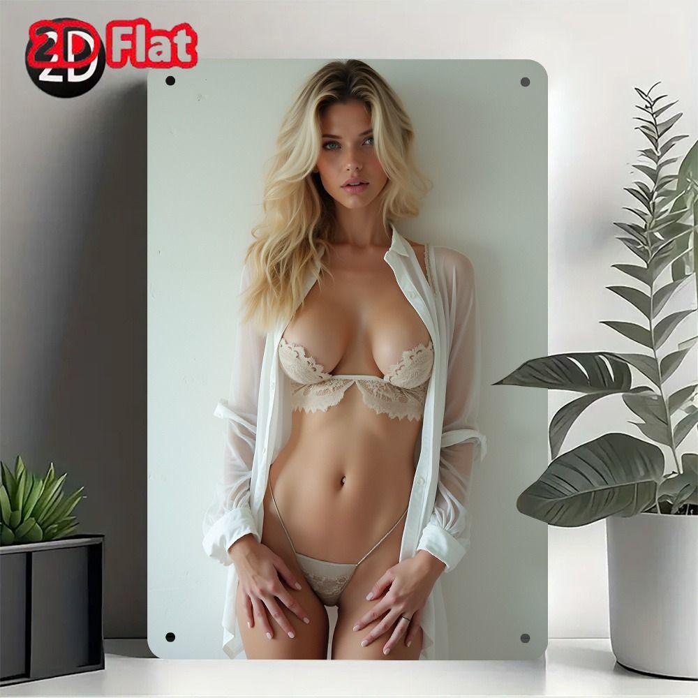 Metal Garage Workshop Decor Plate - Sexy Girl Print 20x30cm, Rustic Wall Art Decor for Man Cave