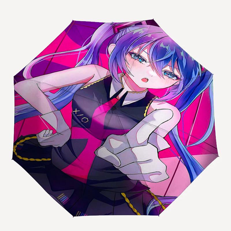 1 Stück Outdoor-Schirm mit Anime-Charakter-Design - Automatisches Öffnen/Schließen, Tragbares 3-fach faltbares Design, 8-Speichen-Eisenrahmen - Perfektes Geschenk für Fans, T