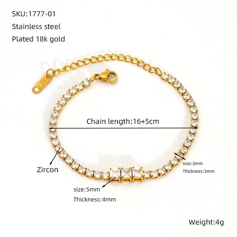 2026 European and American Zircon Tennis Chain Bracelet Women's Full Diamond Ins Niche Design Light Luxury High-end Jewelry