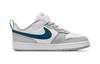 Nike Court Borough 2 Low Top Skateboard Shoes White Gray Blue Kids' BQ5451-117