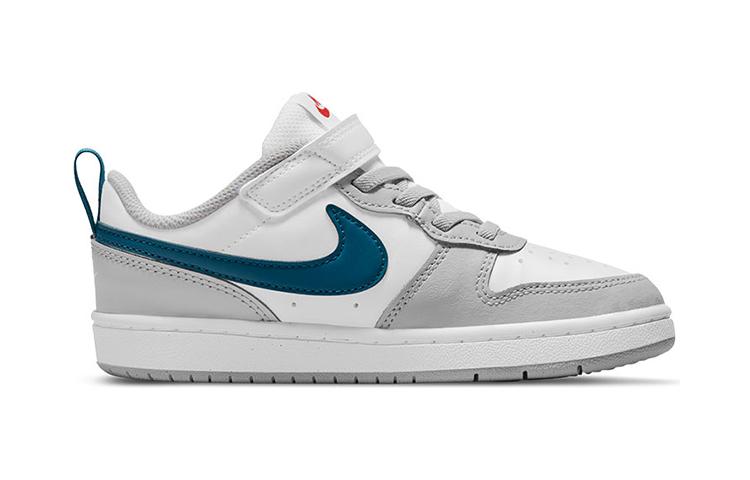 Nike Court Borough 2 Low Top Skateboard Shoes White Gray Blue Kids' BQ5451-117