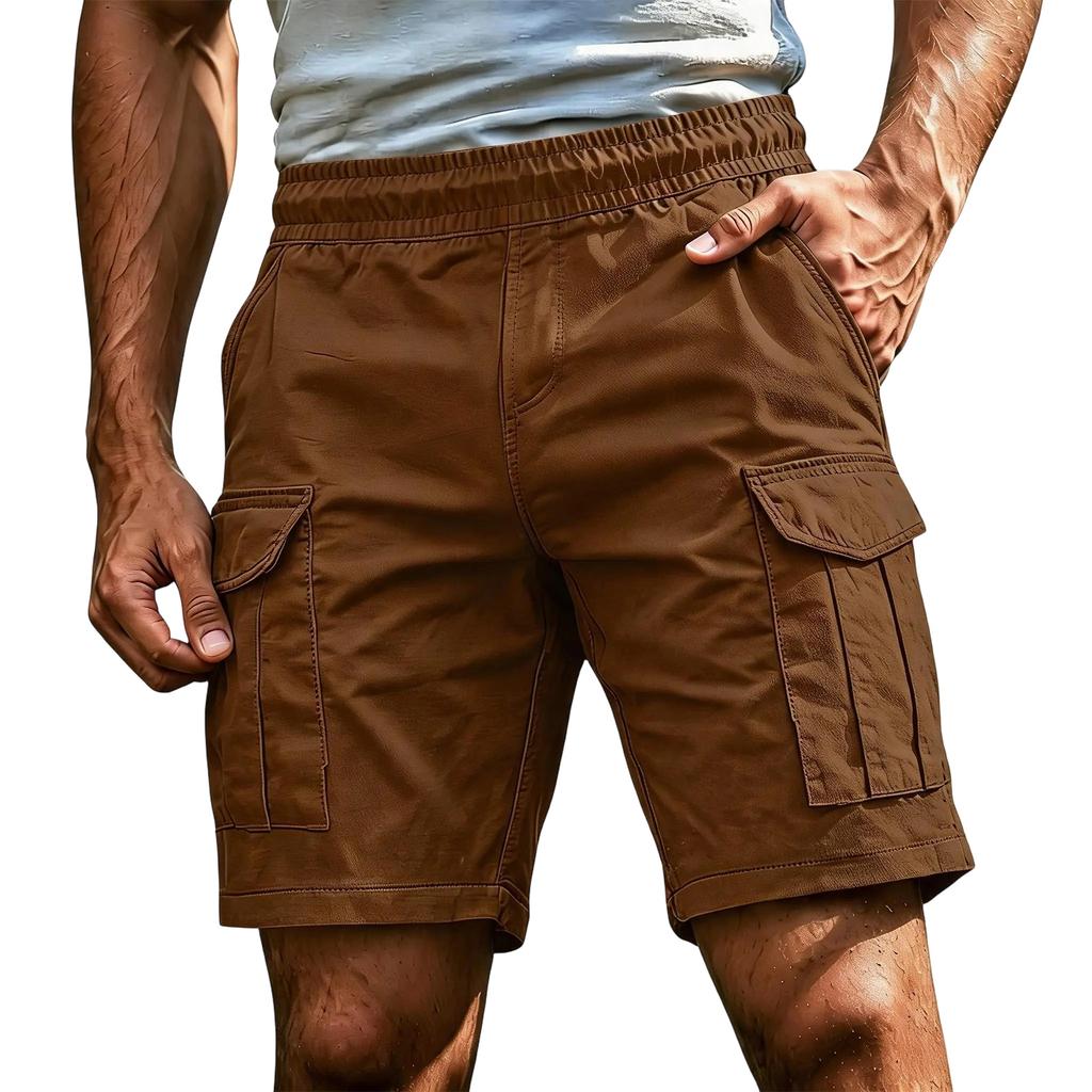Pantaloncini Cargo Casual Leggeri da Uomo Vita Elastica Design Multi Tasche Tessuto Resistente Cavallo da Cinque Pollici Pantaloncini Estivi