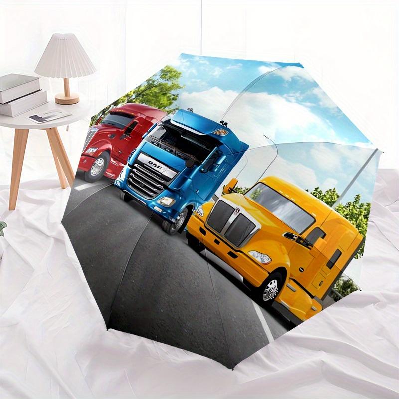 1 Stück LKW-Autobahn-Thema Hochwertiger Regenschirm, Automatisches Öffnen und Schließen, Multifunktionaler Regenschirm G0811329