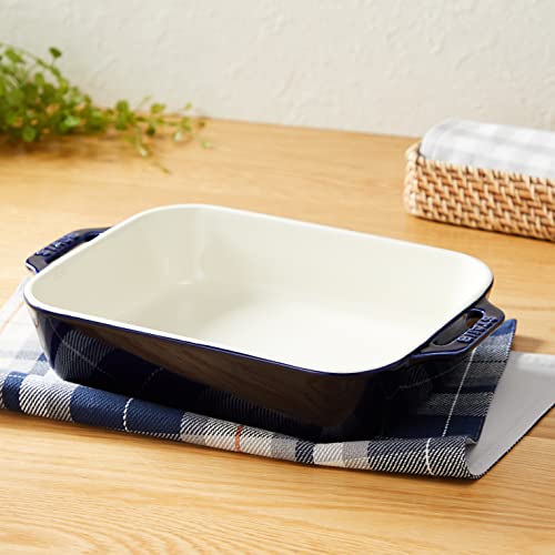 Staub "Grand Bleu Rectangular Dish" 27x20cm, Ceramic Gratin Dish, Oven and Microwave Safe [Official Japanese Product] Dish 40508-591