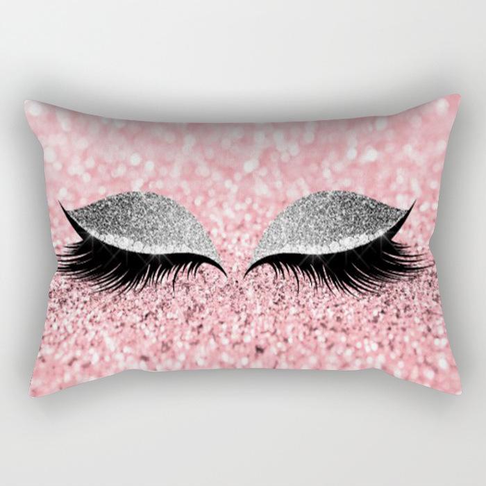 Eyelash Pillow Case European and American Fashion Sleep Waist Pillow Case Living Room Sofa Cushion Pillow Core