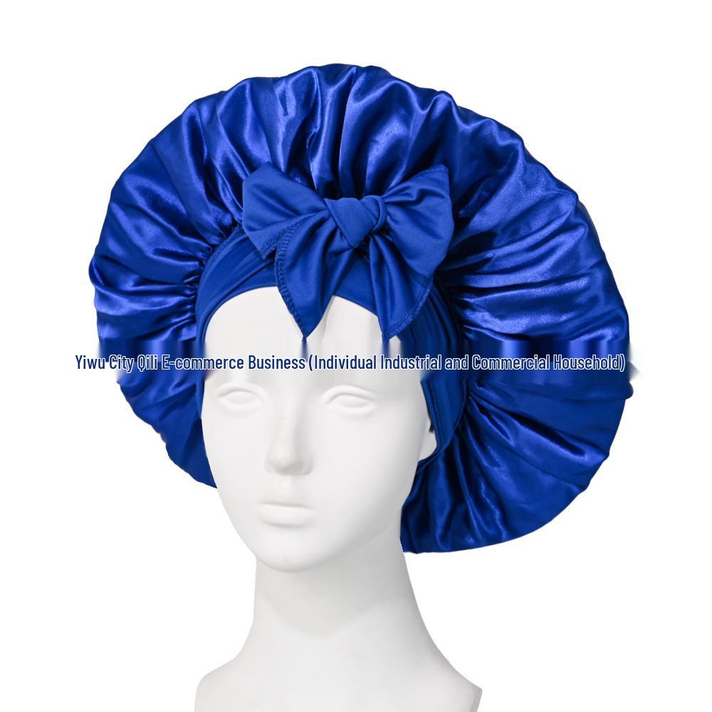 Cuffia in Raso Extra Large per la Cura dei Capelli - Cuffia da Notte con Fiocco per Donne