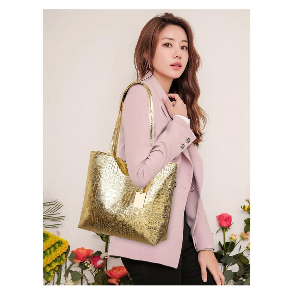 Damska torebka retro - Torba crossbody/na ramię o dużej pojemności, Elegancka torebka z metalową ozdobą, Damski portfel, Portfel retro, Torebka do pracy