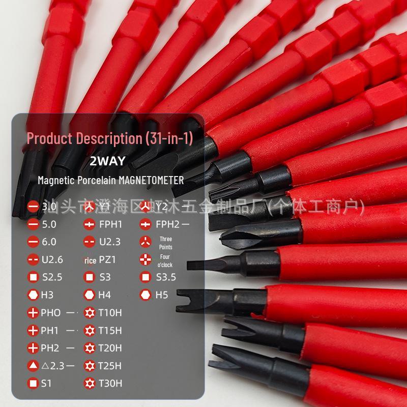 31-in-1 Insulated Magnetic Screwdriver Set with Anti-slip Handle - Electrician Grade Chrome Vanadium Steel
