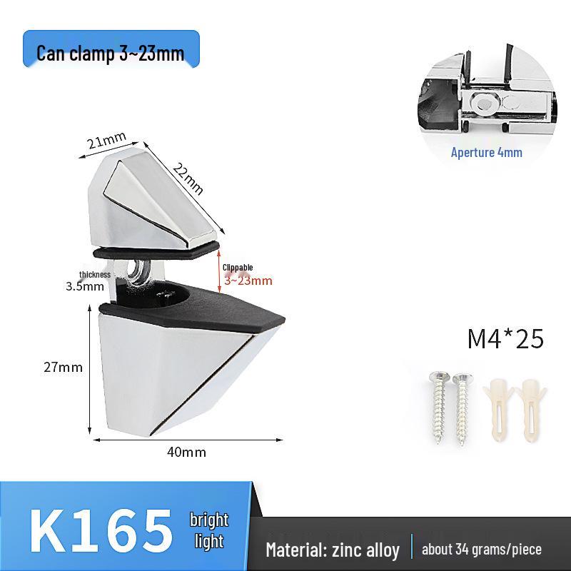 Adjustable Zinc Alloy Glass and Wood Shelf Clamp Bracket