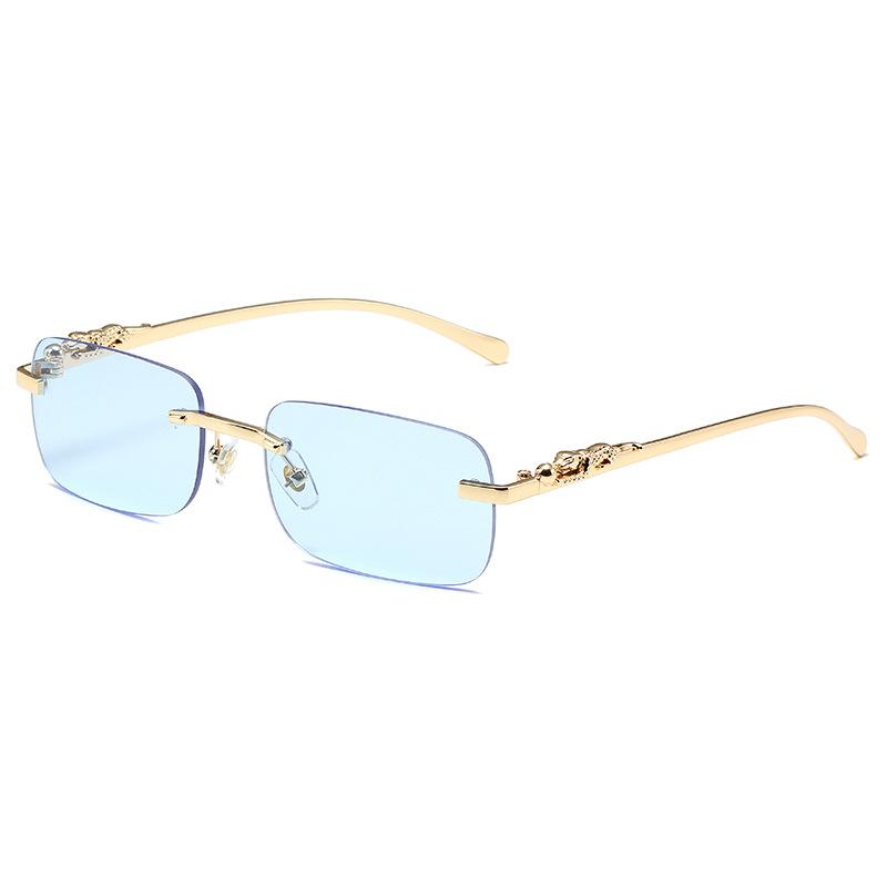 Luxury Gold Leopard Frame Sunglasses UV400 Protection Square Metal Frame Fashion Sunglasses for Women Men