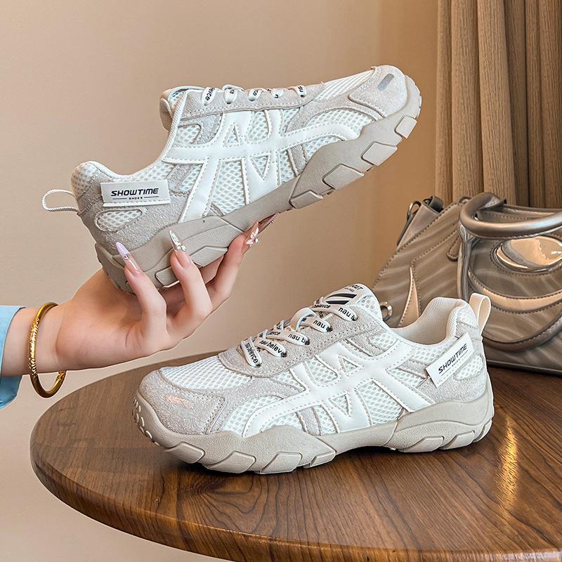 Thick-soled German Training Shoes Women's 2025 Autumn New Versatile Breathable Mesh Lightweight Forrest Gump White Shoes Casual Sports Shoes