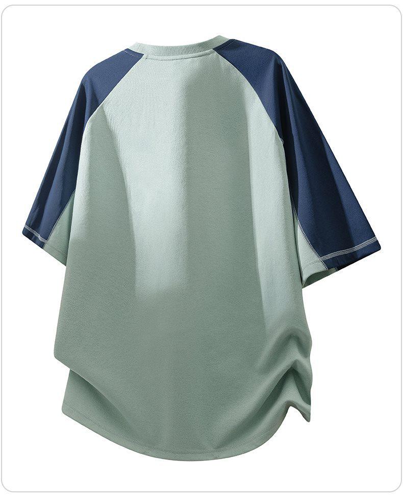 Men's Summer 2026 Raglan Contrast Short Sleeve T-shirt - Loose, Trendy, Versatile Half Sleeve Design