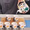 Vintage light luxury, large capacity teapot tea cup,ceramic celadon kung fu tea set, one pot with six cups and a filtered teapot