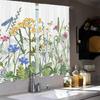 Colorful Flowers Kitchen Curtains Herbs Plants Butterfly Dragonfly Grass Short Tier Bathroom Cafe Small Window Drap Curtain Polyester Washable Ready