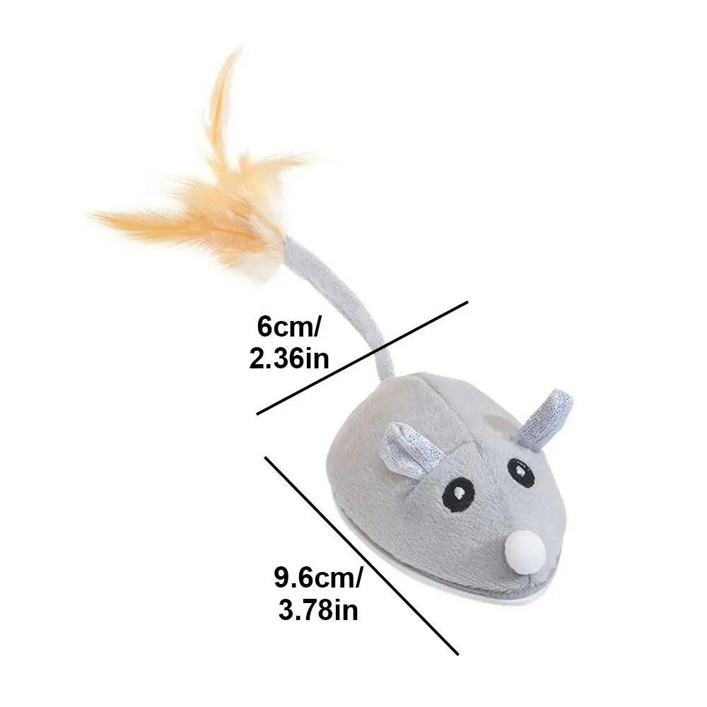 Interactive Mouse Moving Cat Toy Squeaky Plush Mouse Kitten Toy  Playing Game
