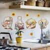 Self-adhesive English Tableware Stickers Cute Cartoon Sunflower Decal Kitchen Wall Stickers  Wall