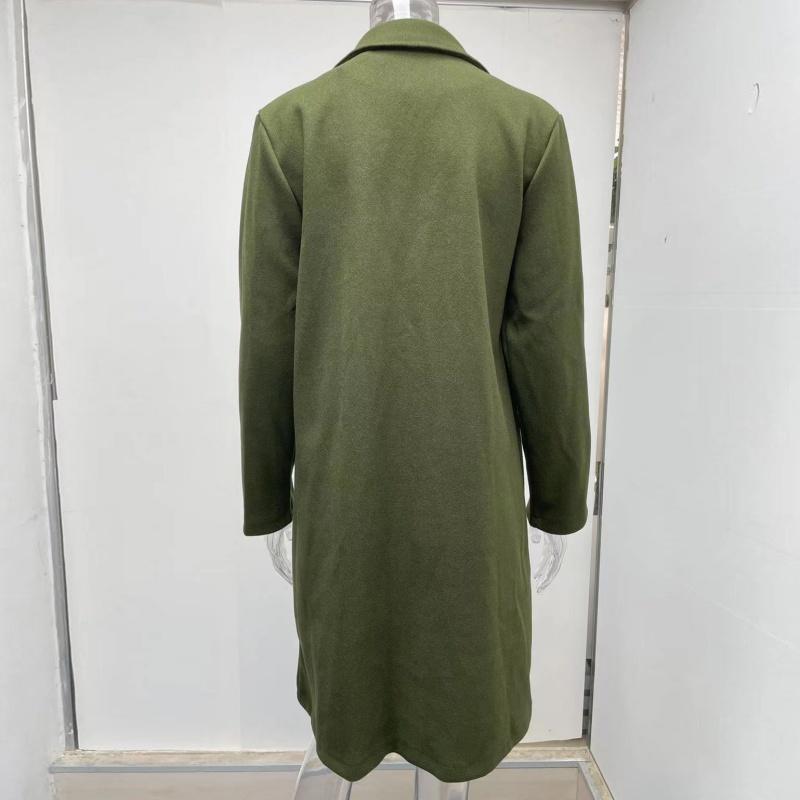 Autumn Winter mid-length Solid Color Women Outerwear Lapel Woolen Coat