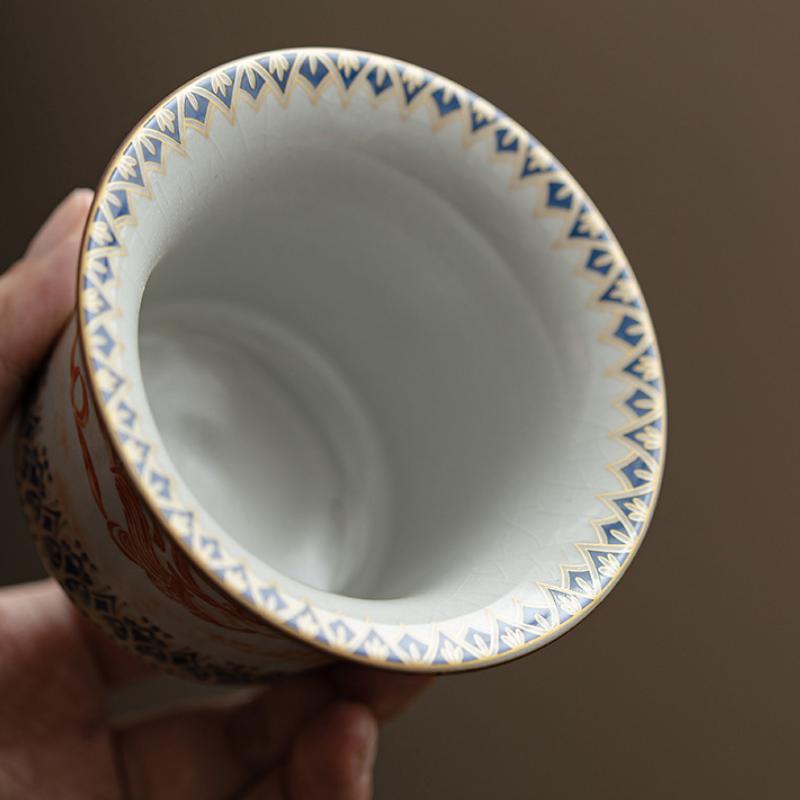 170ml Imitation Song Ru Kiln Gaiwan Traditional Dunhuang Apsaras Horseshoe Tea Tureen Tea Making Cover Bowl Teaware Craft Gifts