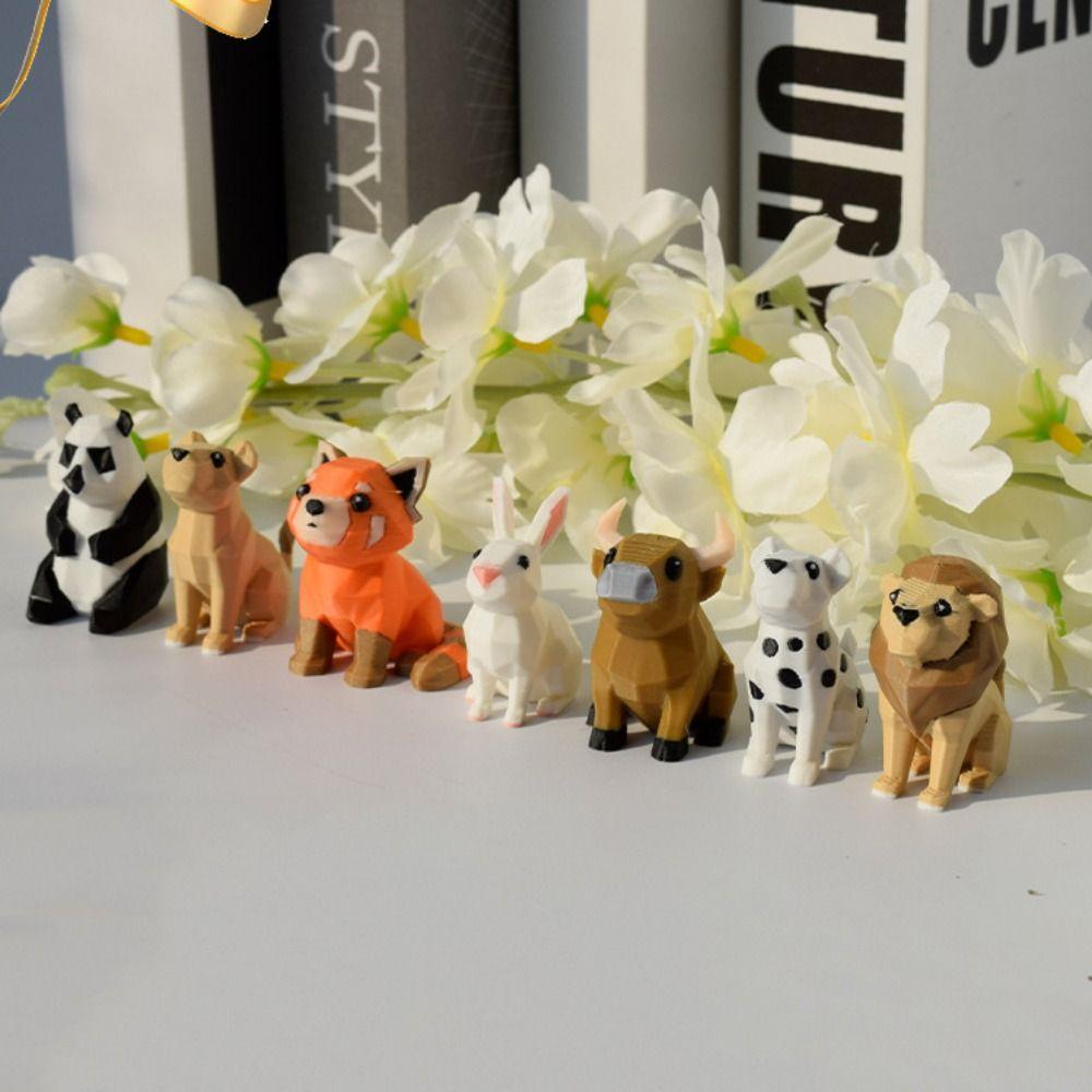 7pcs/set Educational 3D Printing Animal Models Grassland Animal Combination Gift Giving