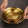 1 Pcs Thickened New Stainless Steel Disc Golden Cafe Tray Dining Disc Fruit Meat Dessert High Quality Round Plate Shallow Tray