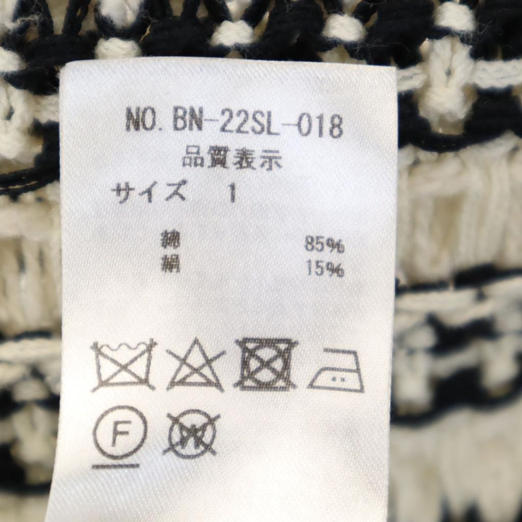 BATONER Border Pattern Long sleeve knit 1 Ivory Women Used