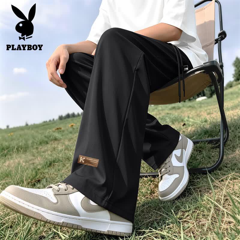 PLAYBOY Men's 2026 Summer Ice Silk Quick-Dry Loose Straight Pants