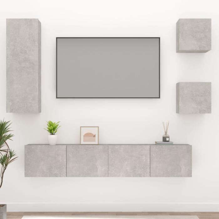 VidaXL Ensemble de meubles TV 5 pcs Gris béton Bois d'ingénierie 3114441