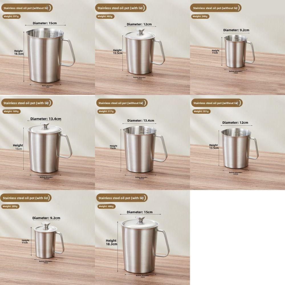 304 Stainless Steel Measuring Cups Inner Scale Design Thickened Liquid Latte Art Cup with Lid Large Capacity Laboratory Beaker