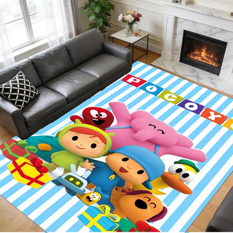 Anti‑Slip Crystal Velvet Floor Rug, Pocoyó cartoon Design Carpet for Indoor Living Bedroom Home Decoration